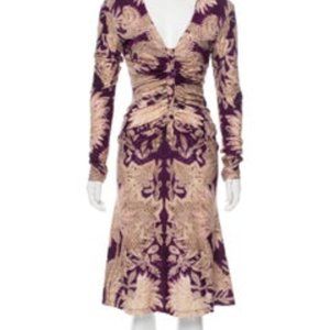 Roberto cavalli purple ruched midi dress